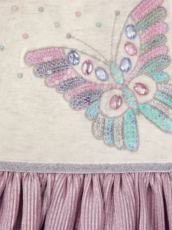 Monsoon Pink Butterfly Plisse Disco Dress