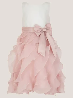 Monsoon Pink Cancan Sleeveless Bow Ruffle Dress
