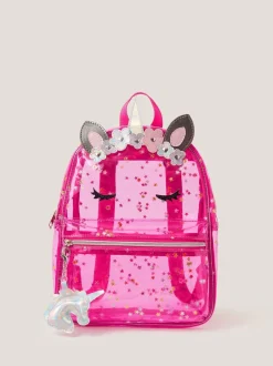 Monsoon Pink Clear Unicorn Backpack