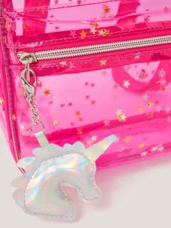 Monsoon Pink Clear Unicorn Backpack