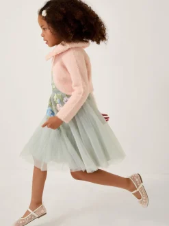 Monsoon Pink Detachable Collar Fuzzy Cardigan