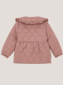 Monsoon Pink Embroidered Heart Quilted Coat