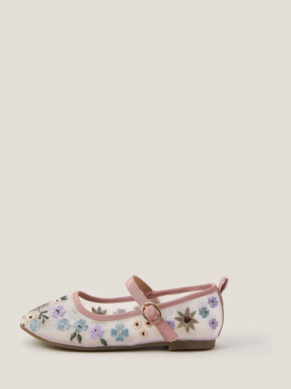 Monsoon Pink Floral Embroidered Ballerina Flats
