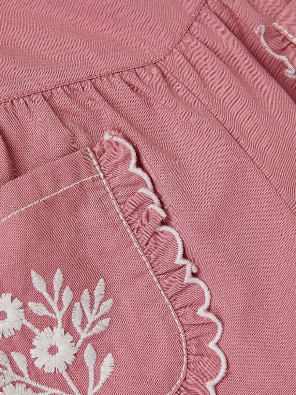 Monsoon Pink Floral Embroidered Scallop Trousers