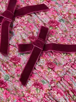 Monsoon Pink Floral Long Sleeve Bow Dress