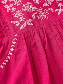 Monsoon Pink Floral Print Embroidered Playsuit
