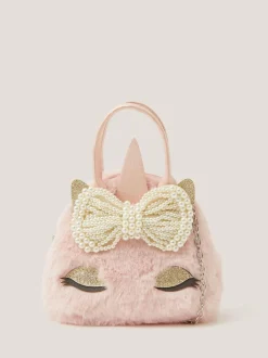 Monsoon Pink Fluffy Bow Unicorn Handbag