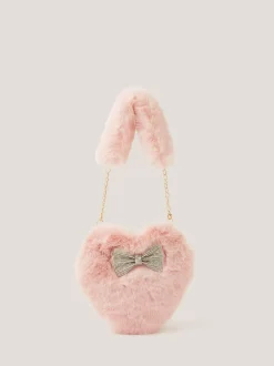 Monsoon Pink Fluffy Heart Bag