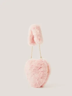 Monsoon Pink Fluffy Heart Bag