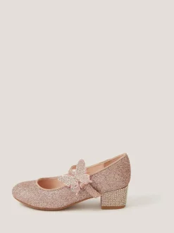 Monsoon Pink Glitter Butterfly Strap Heels