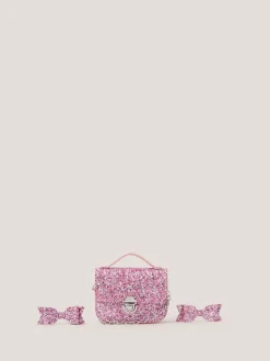 Monsoon Pink Glitter Satchel Bag & Hair Clips Set
