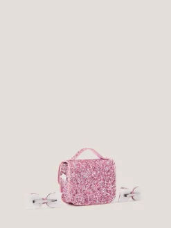 Monsoon Pink Glitter Satchel Bag & Hair Clips Set