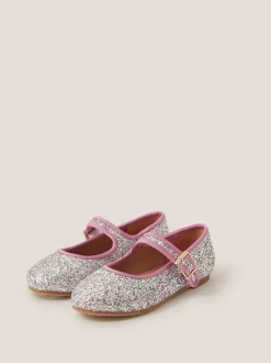 Monsoon Pink Glitter Strap Ballet Flats