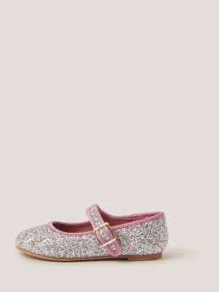 Monsoon Pink Glitter Strap Ballet Flats