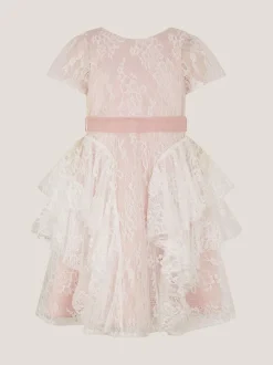 Monsoon Pink Joanie Cancan Ruffle Lace Dress