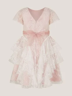 Monsoon Pink Joanie Cancan Ruffle Lace Dress
