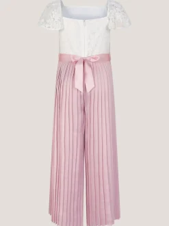 Monsoon Pink Lace Pleated Jumpsuit