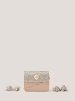 Monsoon Pink Mini Glitter Bag & Bow Hair Clips Set