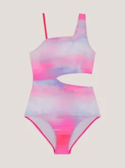 Monsoon Pink Ombré Asymmetrical Cut Out Swimsuit