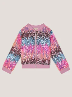 Monsoon Pink Ombré Sequin Bomber Jacket