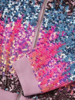 Monsoon Pink Ombré Sequin Bomber Jacket