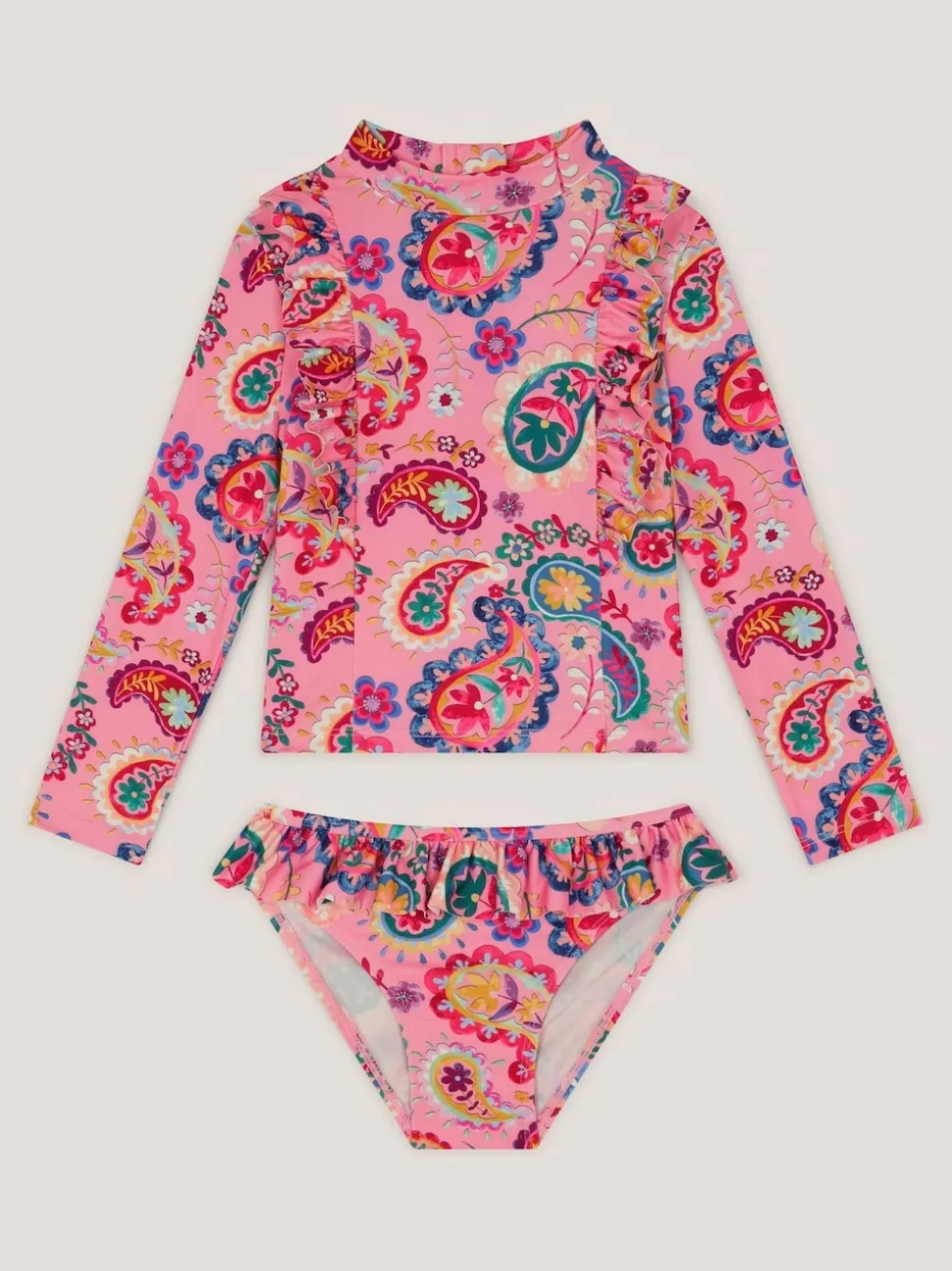 Monsoon Pink Paisley Print UPF50+ Long Sleeve Swim Set