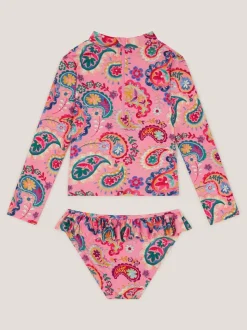 Monsoon Pink Paisley Print UPF50+ Long Sleeve Swim Set