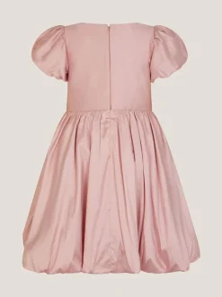 Monsoon Pink Puff Sleeve Velvet Bow Party Dress