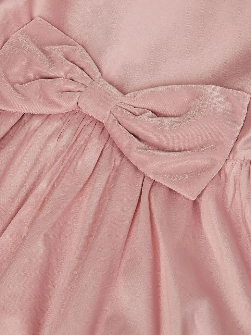 Monsoon Pink Puff Sleeve Velvet Bow Party Dress