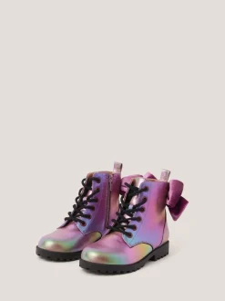 Monsoon Pink Rainbow Lace Up Boots