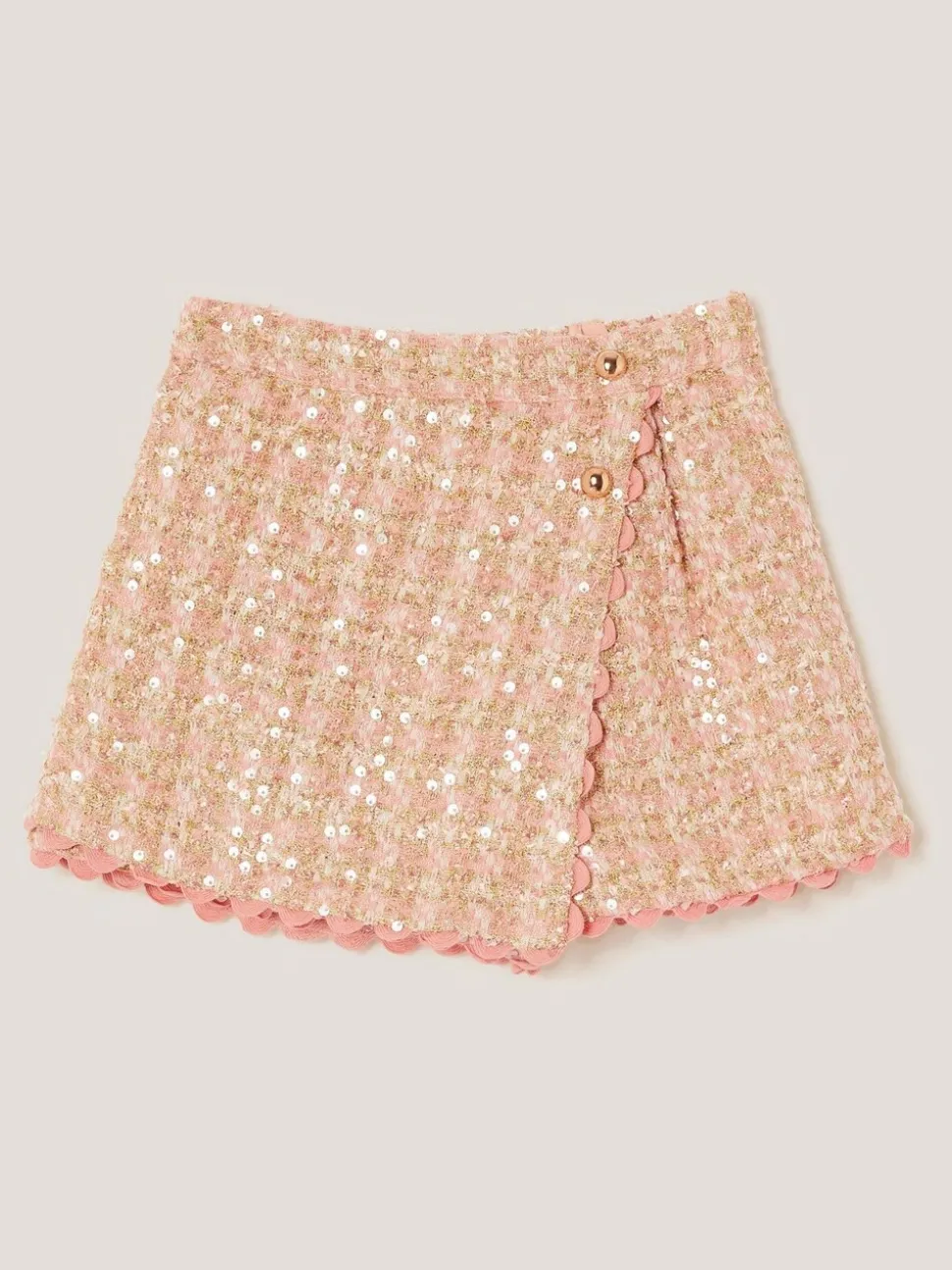Monsoon Pink Sequin Tweed Skort