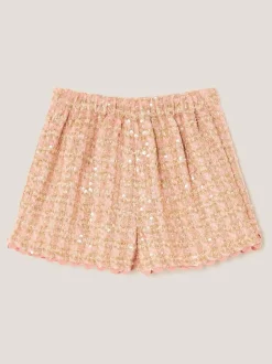 Monsoon Pink Sequin Tweed Skort
