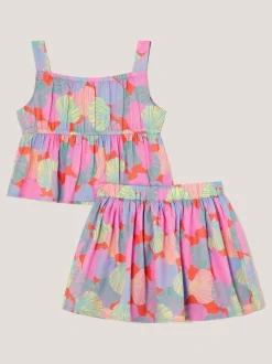 Monsoon Pink Shell Print Top & Skirt Set