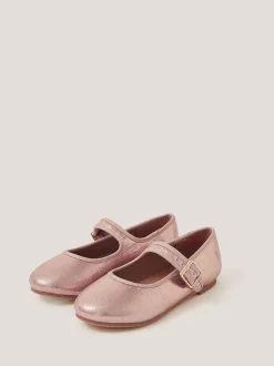 Monsoon Pink Shimmer Ballet Strap Shoes