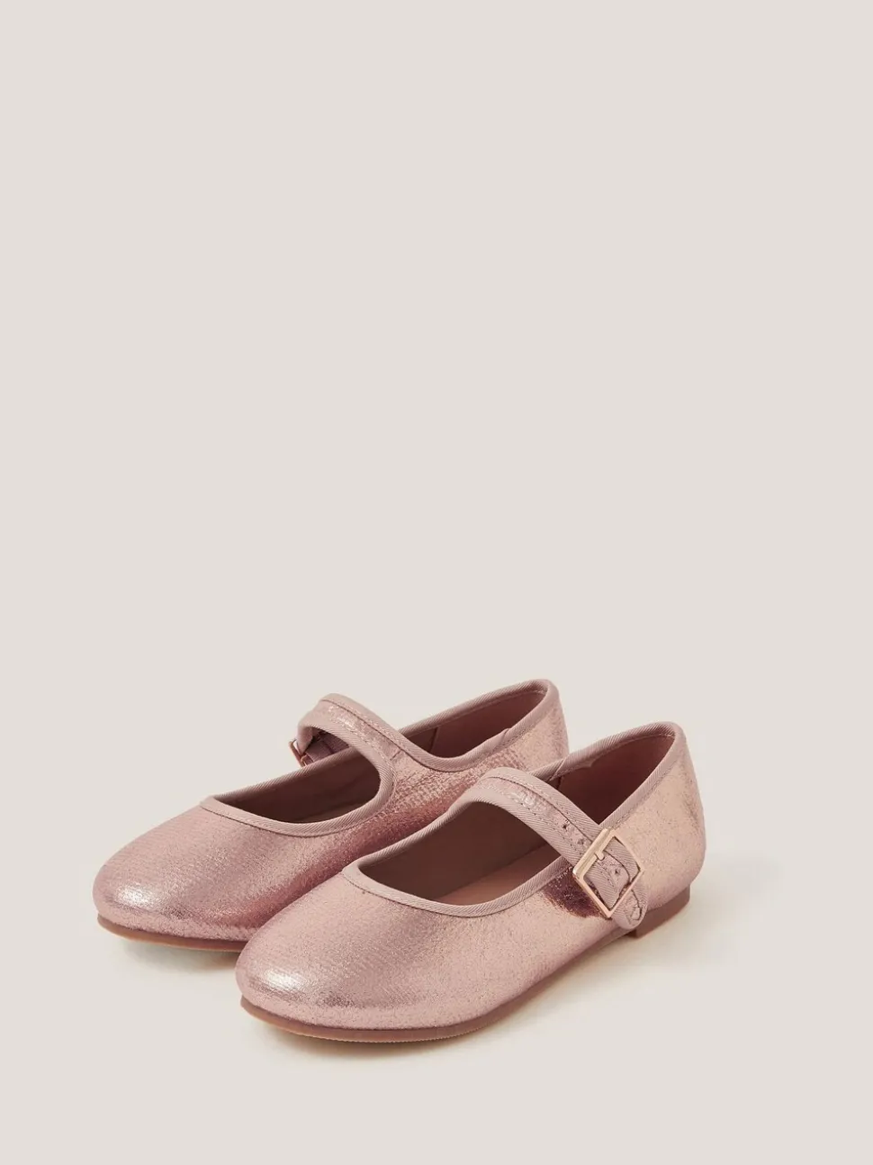 Monsoon Pink Shimmer Ballet Strap Shoes