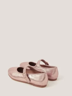 Monsoon Pink Shimmer Ballet Strap Shoes