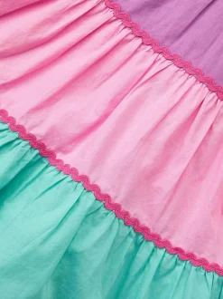 Monsoon Pink Sleeveless Smocked Colourblock Dress