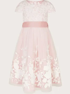 Monsoon Pink Sorcha Embroidered Lace Maxi Dress