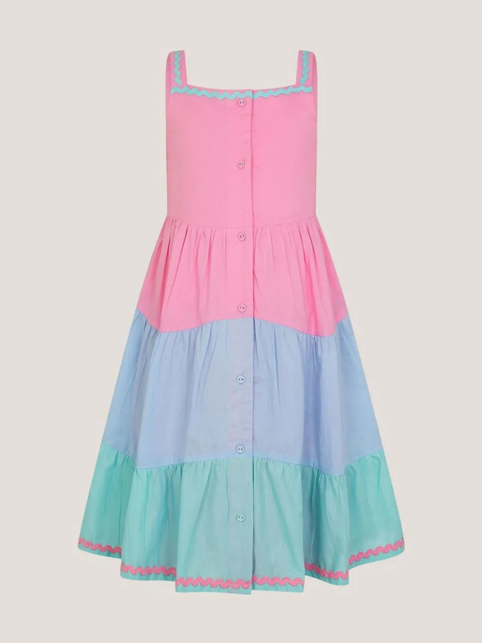 Monsoon Pink Strappy Colour Block Sun Dress