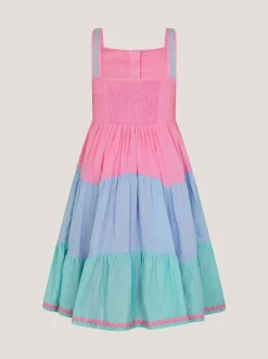 Monsoon Pink Strappy Colour Block Sun Dress