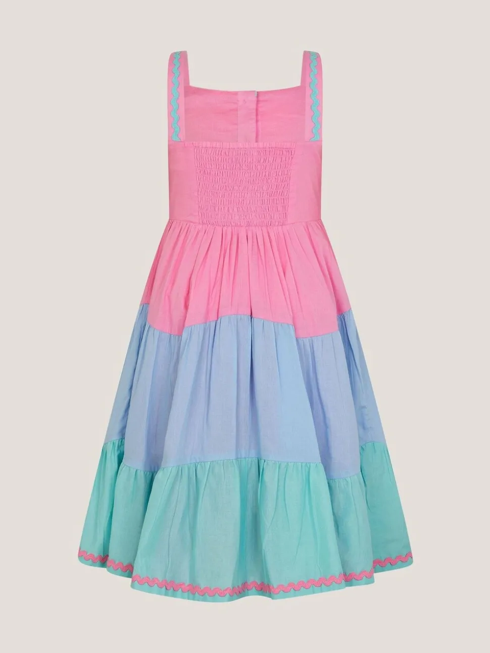 Monsoon Pink Strappy Colour Block Sun Dress