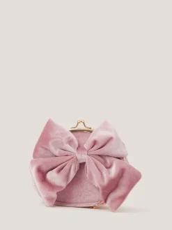 Monsoon Pink Velvet Bow Clip Frame Bag