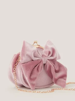 Monsoon Pink Velvet Bow Clip Frame Bag