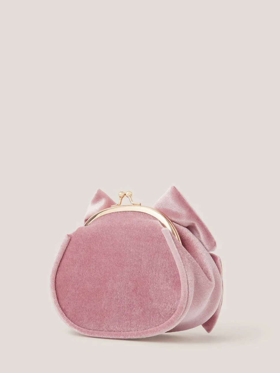 Monsoon Pink Velvet Bow Clip Frame Bag