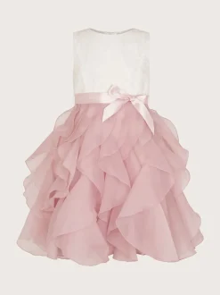 Monsoon Pink White Lace Cancan Ruffle Dress