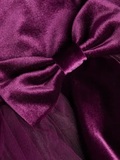 Monsoon Purple Baby Velvet Bow Party Dress