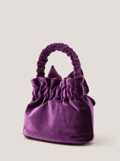 Monsoon Purple Bow Velvet Pouch Bag