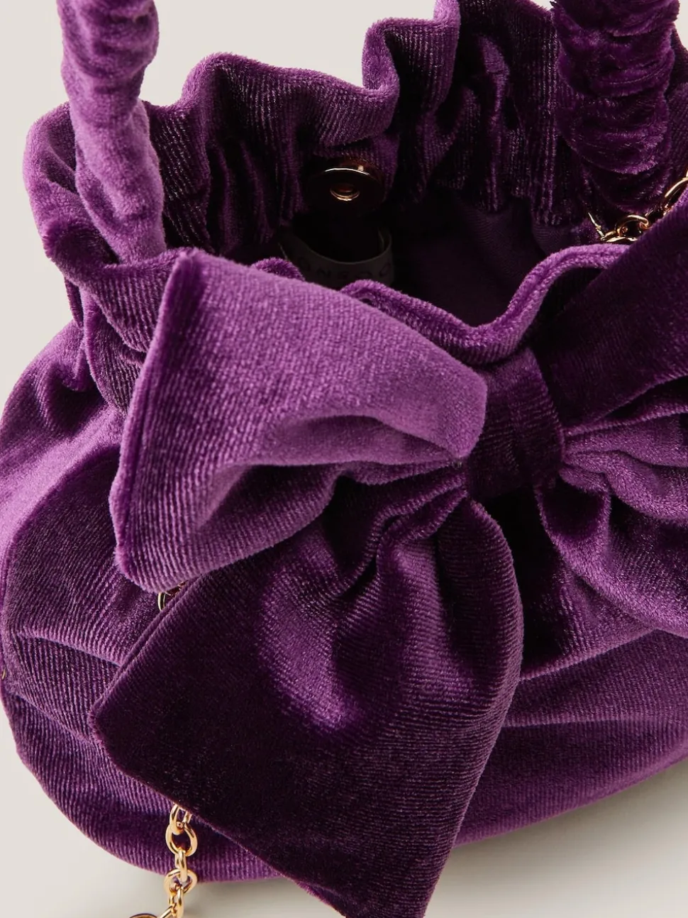 Monsoon Purple Bow Velvet Pouch Bag