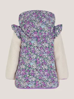 Monsoon Purple Fairy Floral Faux Shearling Jacket