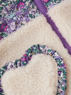 Monsoon Purple Fairy Floral Faux Shearling Jacket